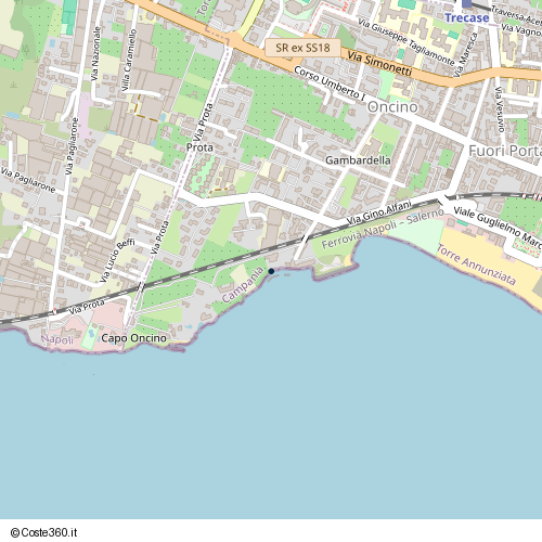 Posizione della spiaggia Spiaggia nei pressi di Via Vincenzo Gambardella, Oncino, Torre Annunziata, 80058