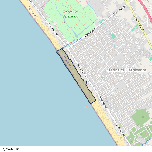 Posizione della spiaggia Spiaggia nei pressi di Accesso a Mare, Pietrasanta, 55044