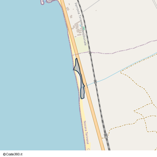 Posizione della spiaggia Spiaggia nei pressi di SS18, Amantea