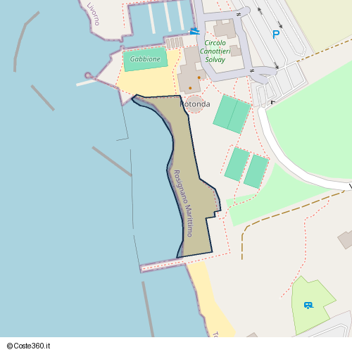 Posizione della spiaggia Spiaggia nei pressi di Via Oberdan Chiesa, Rosignano Solvay, 57016