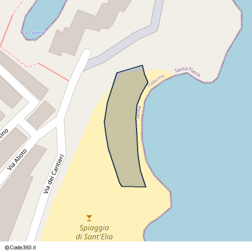 Posizione della spiaggia Spiaggia nei pressi di Santa Flavia, 90017