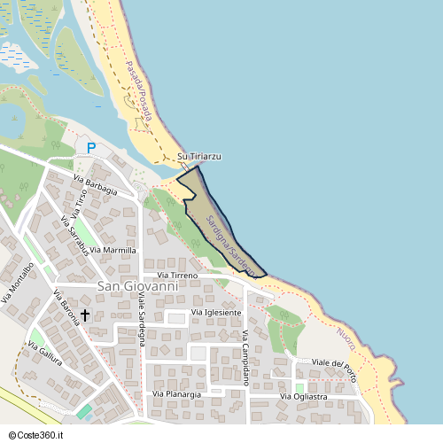 Posizione della spiaggia Spiaggia nei pressi di San Giovanni, 08020