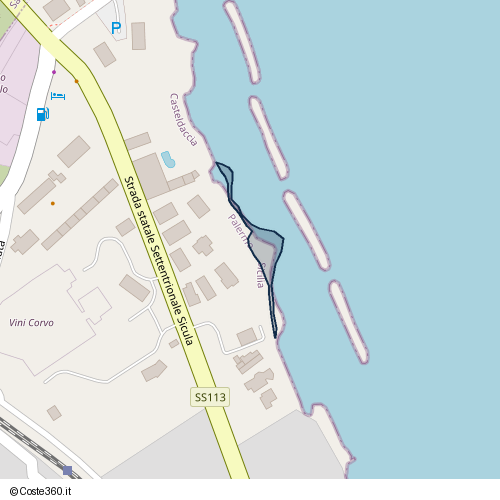 Posizione della spiaggia Spiaggia nei pressi di Strada statale Settentrionale Sicula, Casteldaccia, 90014