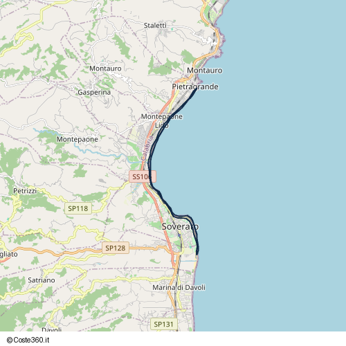 Posizione della spiaggia Spiaggia nei pressi di Soverato, 88068