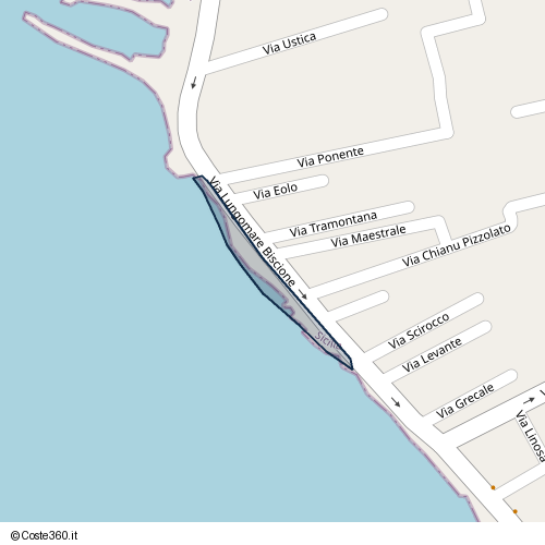 Posizione della spiaggia Spiaggia nei pressi di Via Lungomare Biscione, Petrosino, 91032