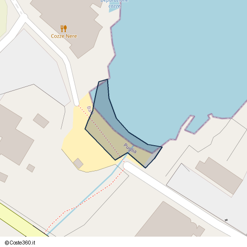 Posizione della spiaggia Spiaggia nei pressi di Contrada Santa Caterina, Rione Gelso, Polignano a Mare, 70044