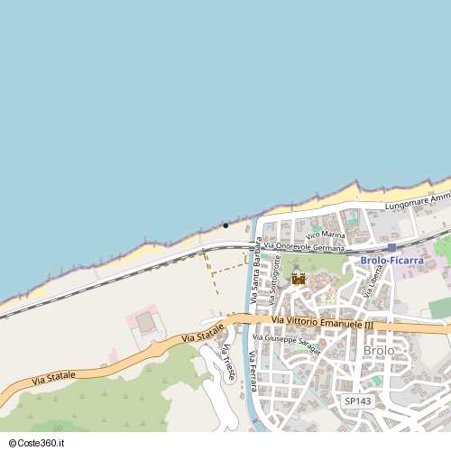 Posizione della spiaggia Spiaggia nei pressi di Brolo, 98061