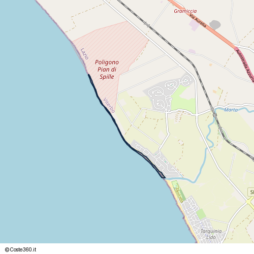 Posizione della spiaggia Spiaggia nei pressi di Tarquinia, 01016