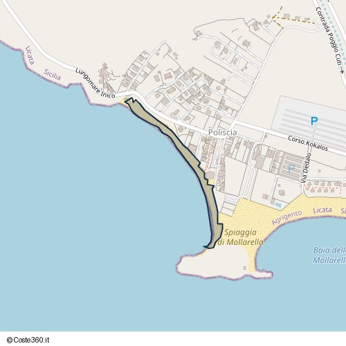 Posizione della spiaggia Spiaggia nei pressi di Lungomare Inico, Licata, 92027