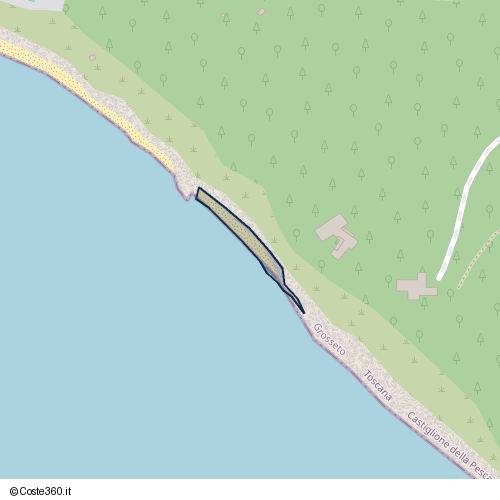 Posizione della spiaggia Spiaggia nei pressi di Antica strada vicinale della Dogana detta dei Cavalleggeri, Punta Ala