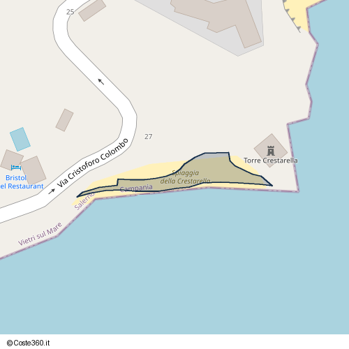 Posizione della spiaggia Spiaggia nei pressi di Via Cristoforo Colombo 27, Vietri sul Mare, 84121