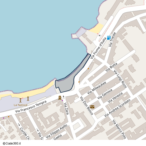 Posizione della spiaggia Spiaggia nei pressi di Via Fiume d'Italia, Bagheria, 90011