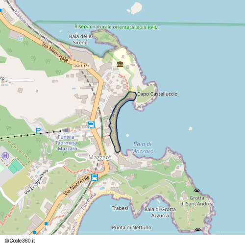 Posizione della spiaggia Spiaggia nei pressi di Via Nazionale, Taormina, 98039