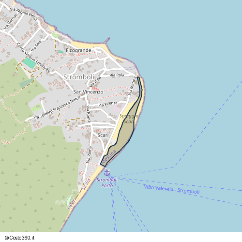 Posizione della spiaggia Spiaggia nei pressi di Via Marina, Lipari, 98050