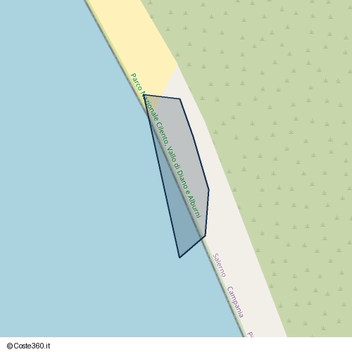 Posizione della spiaggia Spiaggia nei pressi di Strada Regionale 447 Raccordo, Pisciotta, 84051