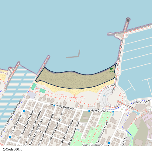 Posizione della spiaggia Spiaggia nei pressi di Viale Ortigara, Rimini, 47921