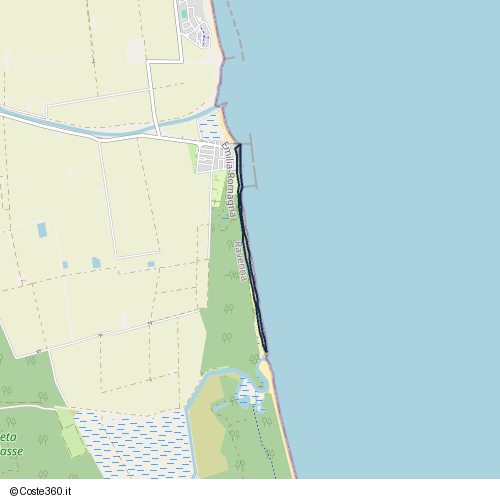 Posizione della spiaggia Spiaggia nei pressi di Viale Matelda, Ravenna