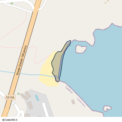 Posizione della spiaggia Spiaggia nei pressi di Strada Statale 106 Jonica, Stalettì, 88071