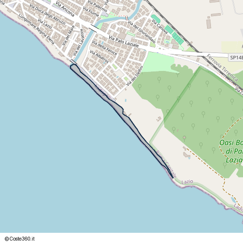 Posizione della spiaggia Spiaggia nei pressi di Ladispoli, 00055