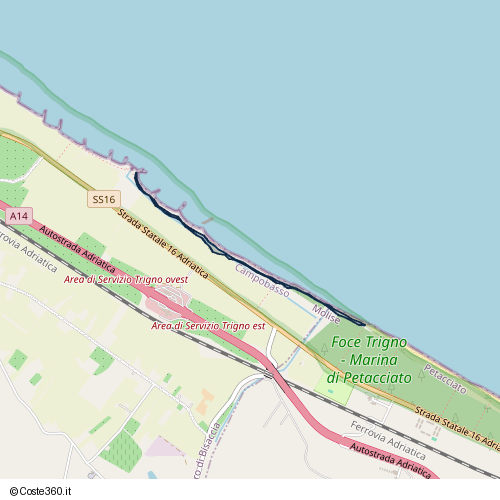 Posizione della spiaggia Spiaggia nei pressi di Strada Statale 16 Adriatica