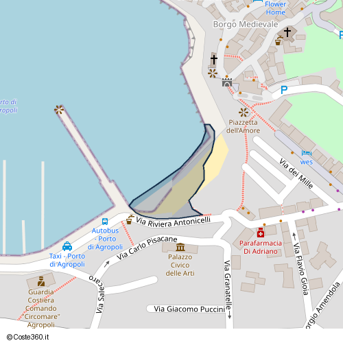 Posizione della spiaggia Spiaggia nei pressi di Via Riviera Antonicelli, Agropoli, 84043