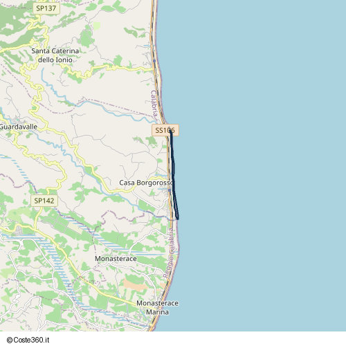 Posizione della spiaggia Spiaggia nei pressi di Via Lungomare, Casa Borgorosso, 88065