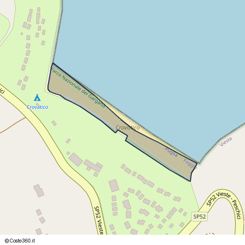 Posizione della spiaggia Spiaggia nei pressi di Litoranea Peschici-Vieste, Vieste, 71019