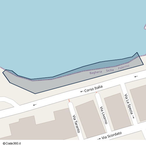 Posizione della spiaggia Spiaggia nei pressi di Corso Italia, Bagheria, 90011