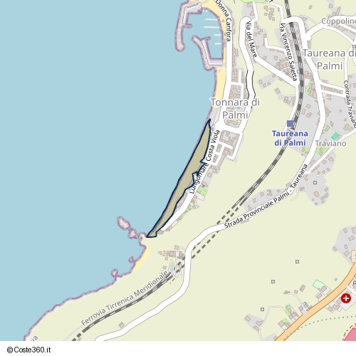 Posizione della spiaggia Spiaggia nei pressi di Lungomare Costa Viola, Palmi, 89015