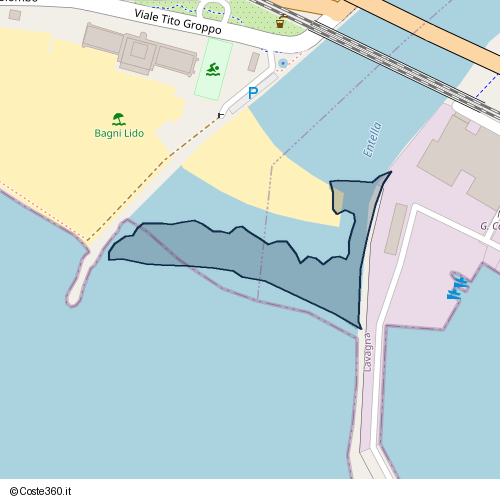 Posizione della spiaggia Spiaggia nei pressi di Viale Tito Groppo, Chiavari, 16043