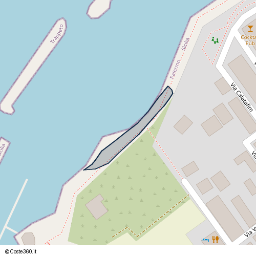 Posizione della spiaggia Spiaggia nei pressi di Via Z3A, Trappeto, 90040