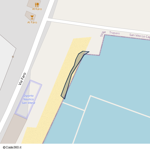 Posizione della spiaggia Spiaggia nei pressi di Via Faro, San Vito Lo Capo, 91030