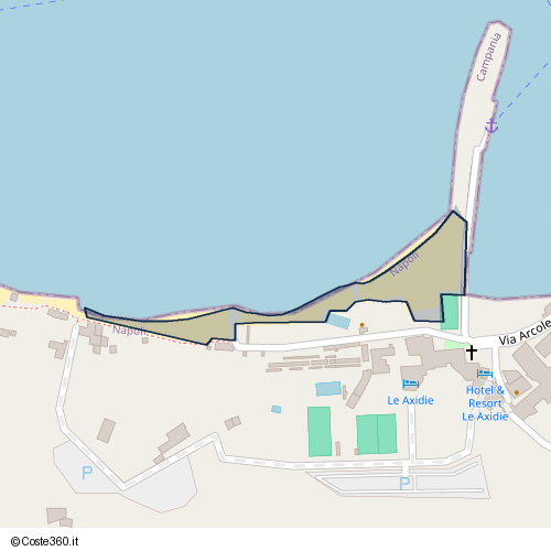 Posizione della spiaggia Spiaggia nei pressi di Via Murrano, Vico Equense, 80069