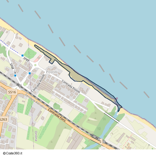 Posizione della spiaggia Spiaggia nei pressi di Contrada Postilli 27, Ortona