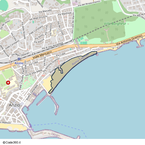 Posizione della spiaggia Spiaggia nei pressi di Riviera Zanardelli, Europa, Anzio, 00048