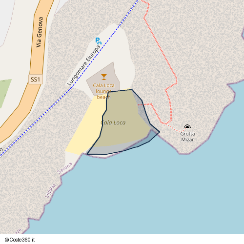 Posizione della spiaggia Spiaggia nei pressi di Lungomare Eiuropa, Varazze, 16016