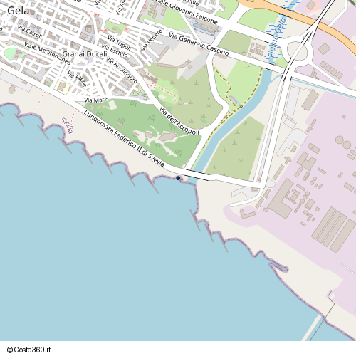 Posizione della spiaggia Spiaggia nei pressi di Lungomare Federico II di Svevia, Gela, 93012