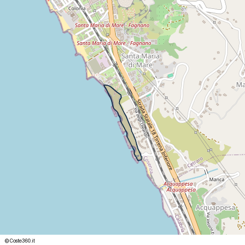 Posizione della spiaggia Spiaggia nei pressi di Via degli Oleandri, Santa Maria di Mare, Cetraro, 87022