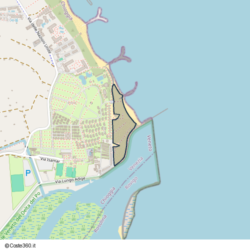 Posizione della spiaggia Spiaggia nei pressi di Via Isamar 9, Chioggia, 30015