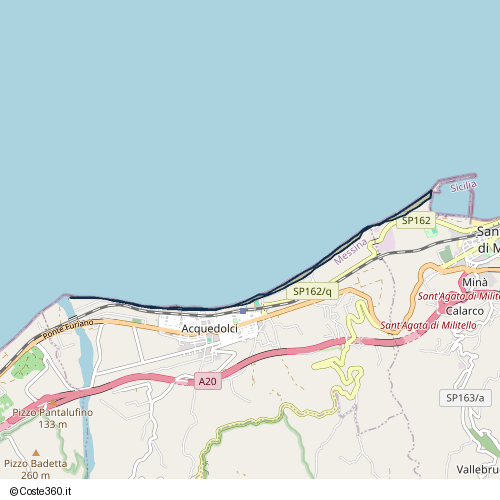 Posizione della spiaggia Spiaggia nei pressi di Via del Caricatore, Acquedolci, 98070