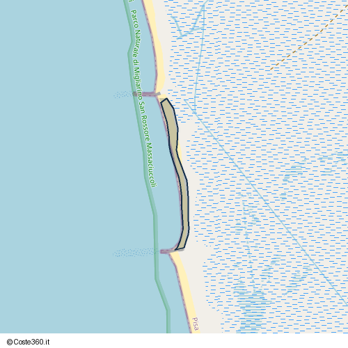 Posizione della spiaggia Spiaggia nei pressi di Stacca dei Fiori Gialli, Pisa