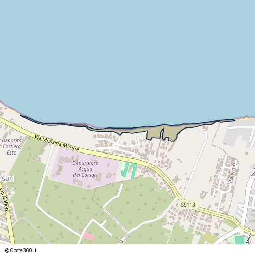 Posizione della spiaggia Spiaggia nei pressi di Acqua dei Corsari, Palermo, 90039