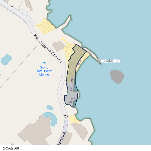 Posizione della spiaggia Spiaggia nei pressi di Viale Cristoforo Colombo, Ischia, 80077