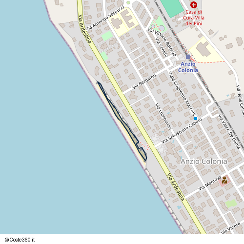 Posizione della spiaggia Spiaggia nei pressi di Via Ardeatina, Anzio Colonia, Anzio, 00042