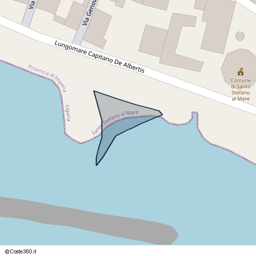 Posizione della spiaggia Spiaggia nei pressi di Lungomare Capitano De Albertis, Santo Stefano al Mare, 18015