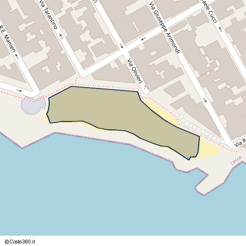 Posizione della spiaggia Spiaggia nei pressi di Via Olivieri 75, Porto Cesareo