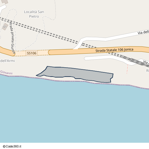 Posizione della spiaggia Spiaggia nei pressi di Via dei Tritoni, Motta San Giovanni, 89064