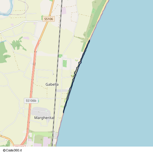 Posizione della spiaggia Spiaggia nei pressi di Via degli Abeti, Gabella, Crotone