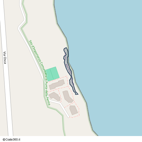 Posizione della spiaggia Spiaggia nei pressi di Via Osca, Vasto