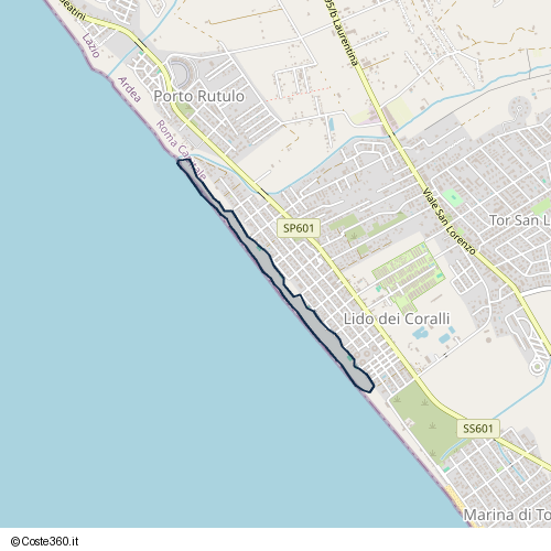 Posizione della spiaggia Spiaggia nei pressi di Via Dumetella, Lido dei Coralli, Ardea, 00040